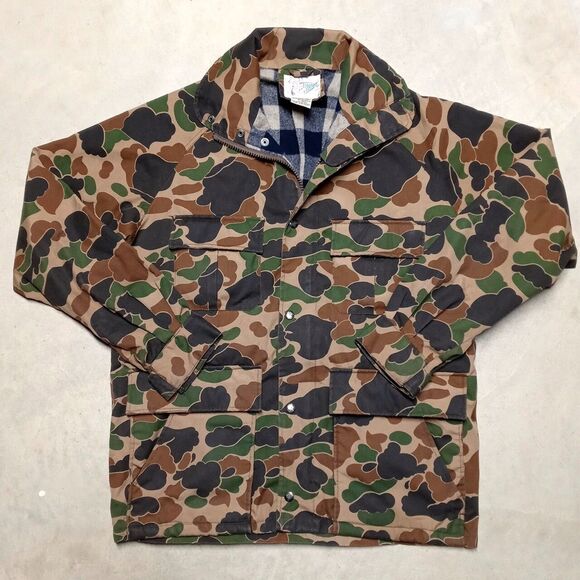 *READ* Vintage Trophy Club Camo Field Hunting Jacket w/ 2 Removable Hoods SMALL - Picture 2 of 13